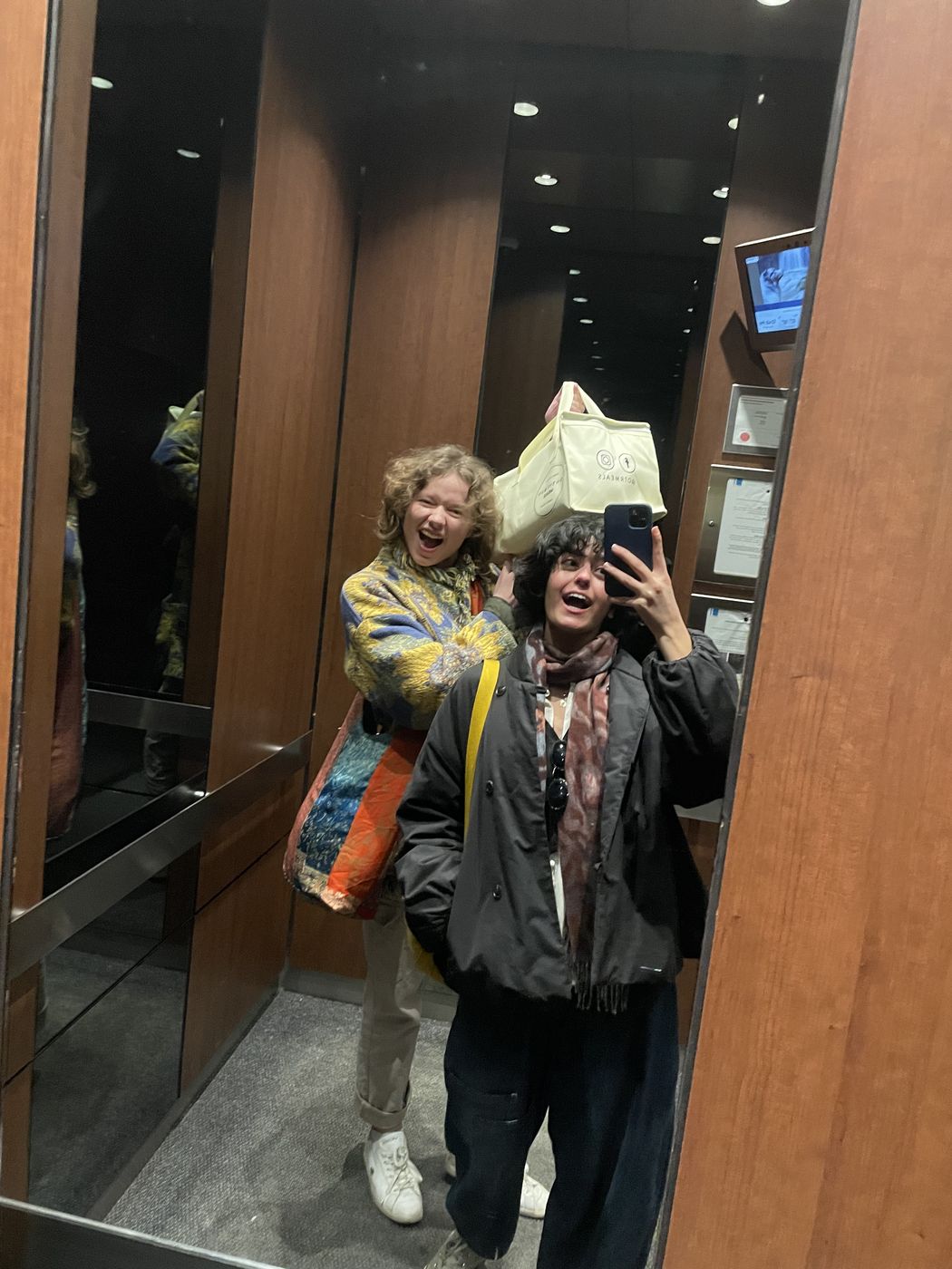 Selfie in the elevator on the way out
