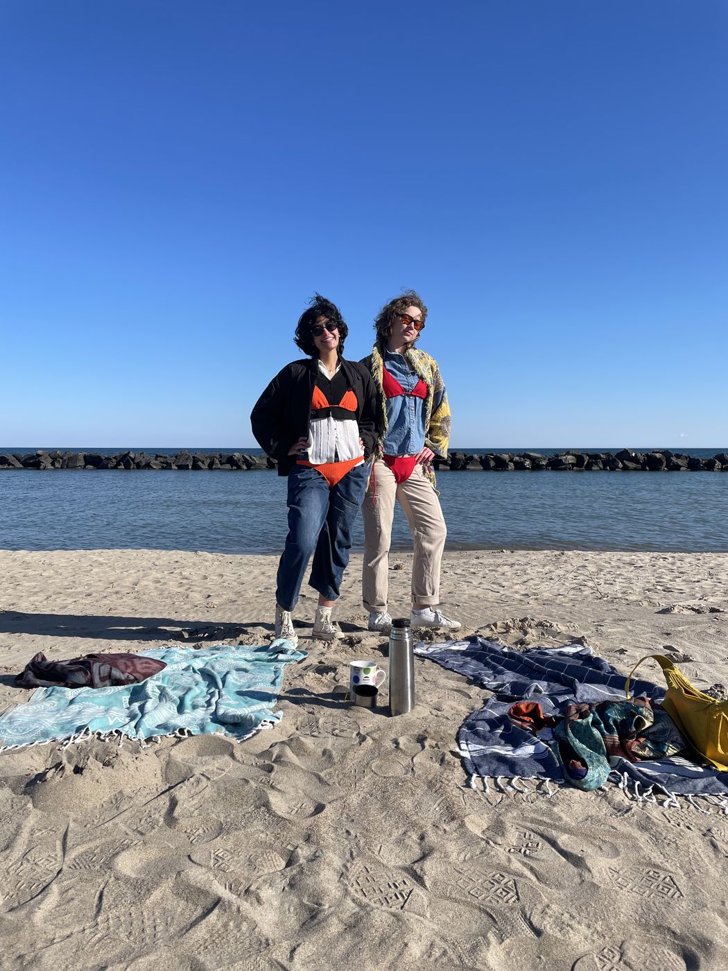The two friends on the beach
