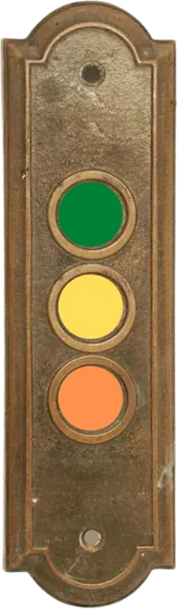 Elevator plate with three coloured buttons