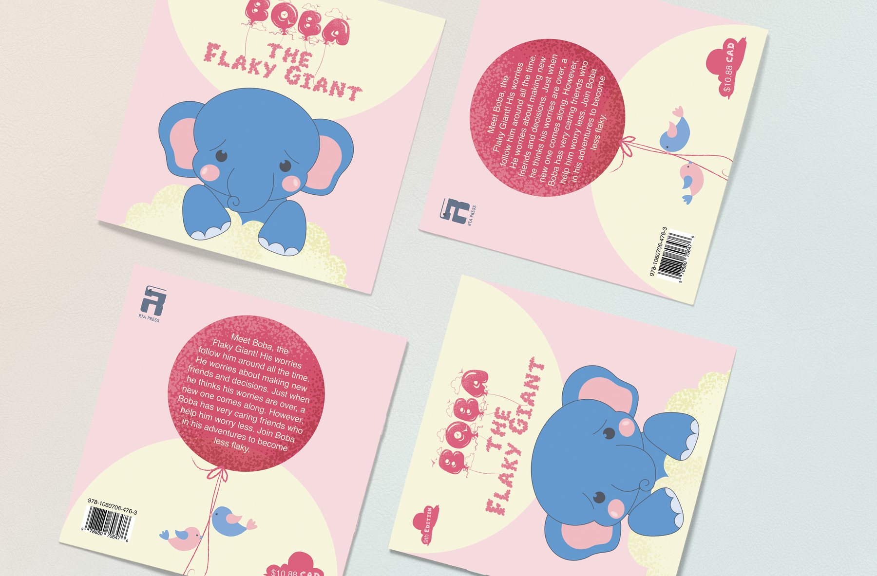 Printed Boba the Flaky Giant covers laid flat