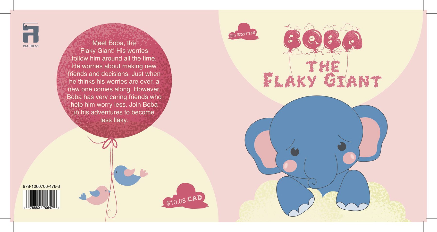 Boba the Flaky Giant: full cover spread with a blue elephant holding a pink balloon