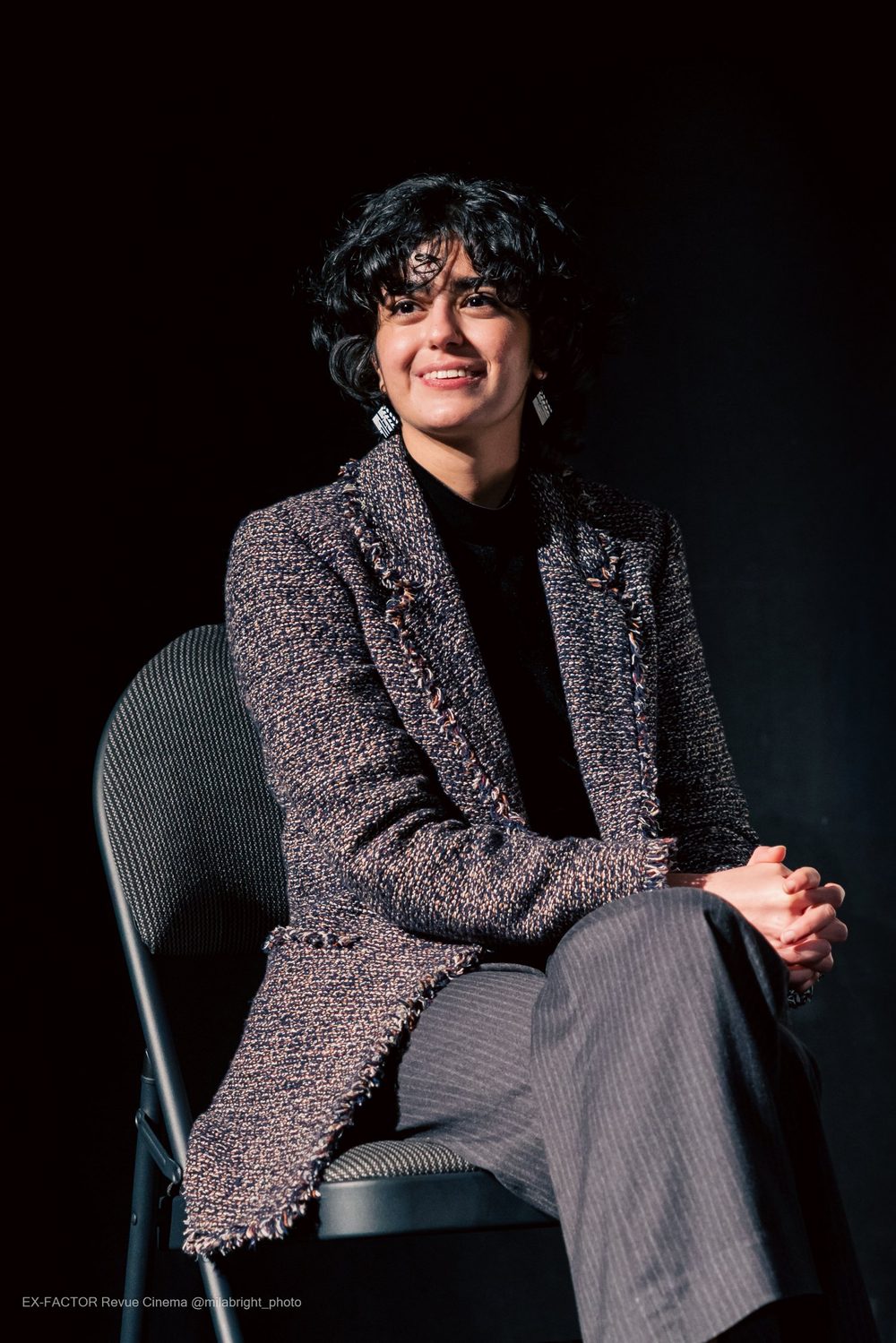 Deniz Haciyusufoglu on stage at the Revue Cinema