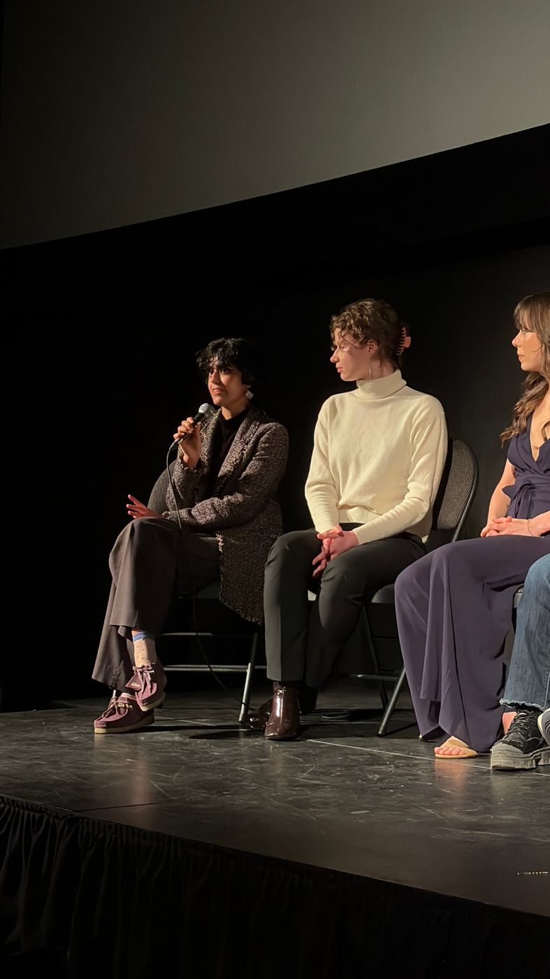 On stage for the director's panel